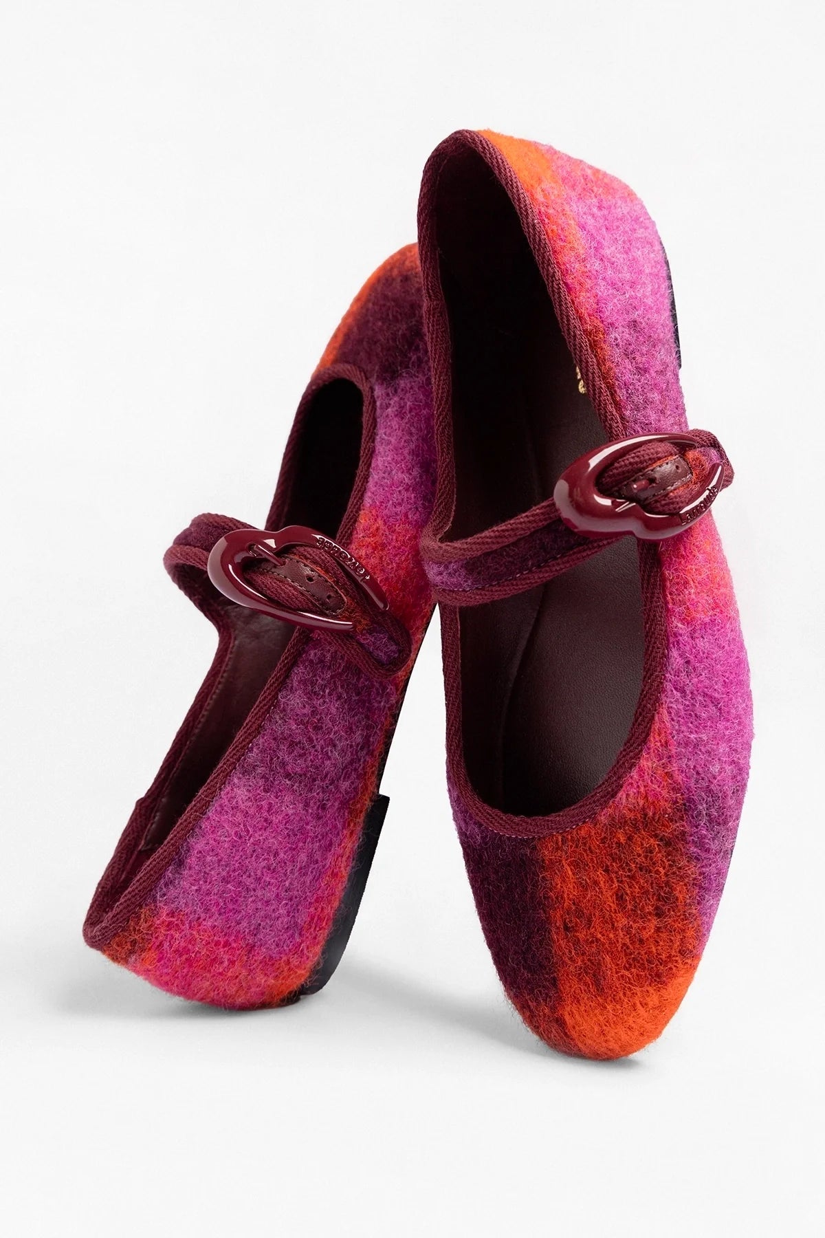 Verona Ballet Flat Plum Printed Felt - Larroude