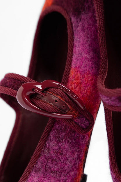Verona Ballet Flat Plum Printed Felt - Larroude