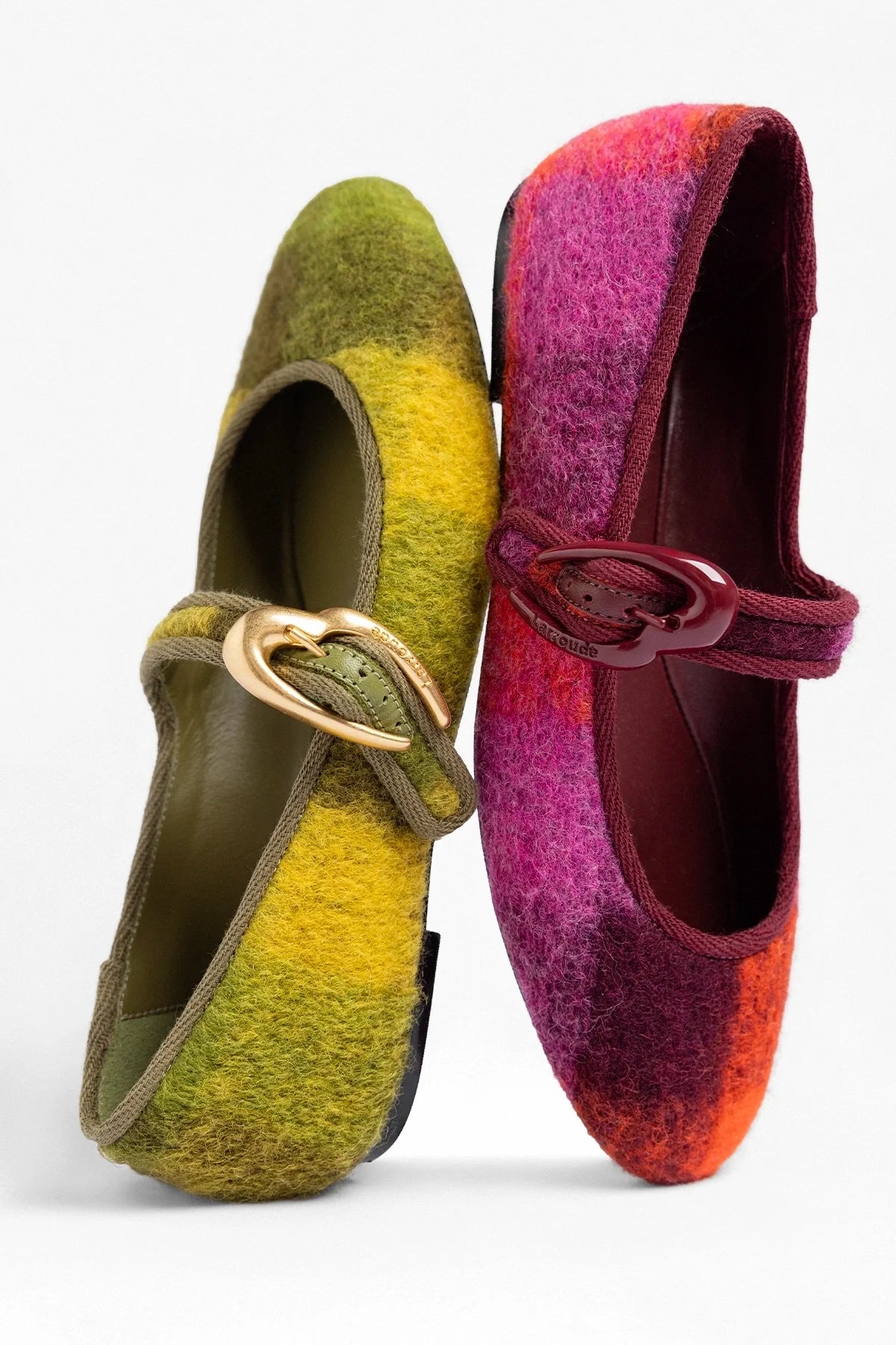 Verona Ballet Flat Plum Printed Felt - Larroude