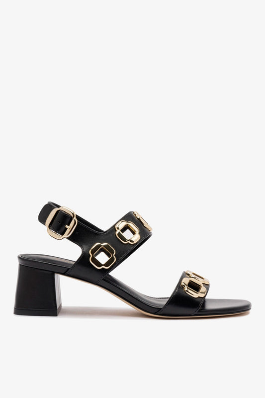 Milan Sandal In Black Leather - Larroude