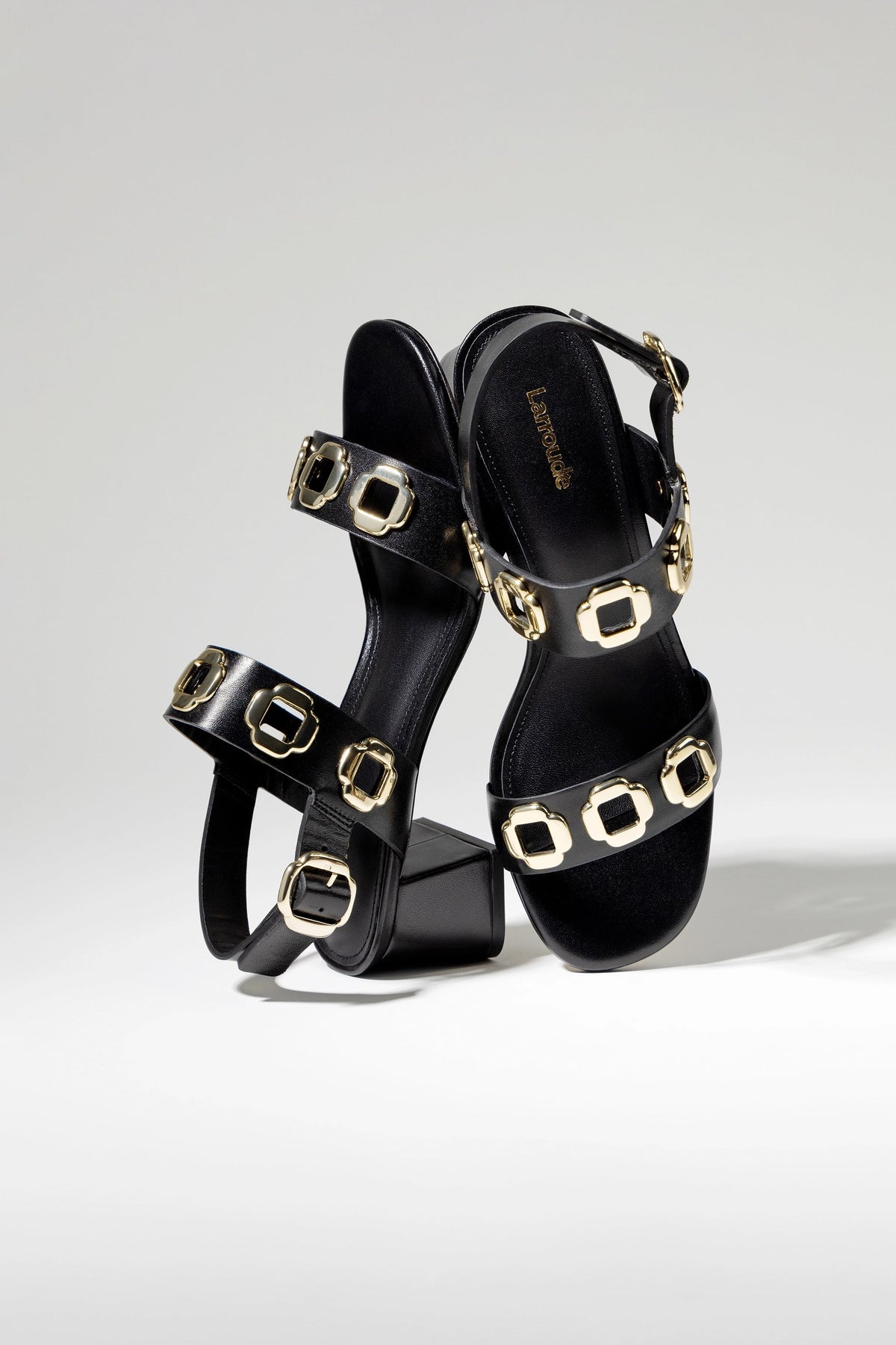 Milan Sandal In Black Leather - Larroude