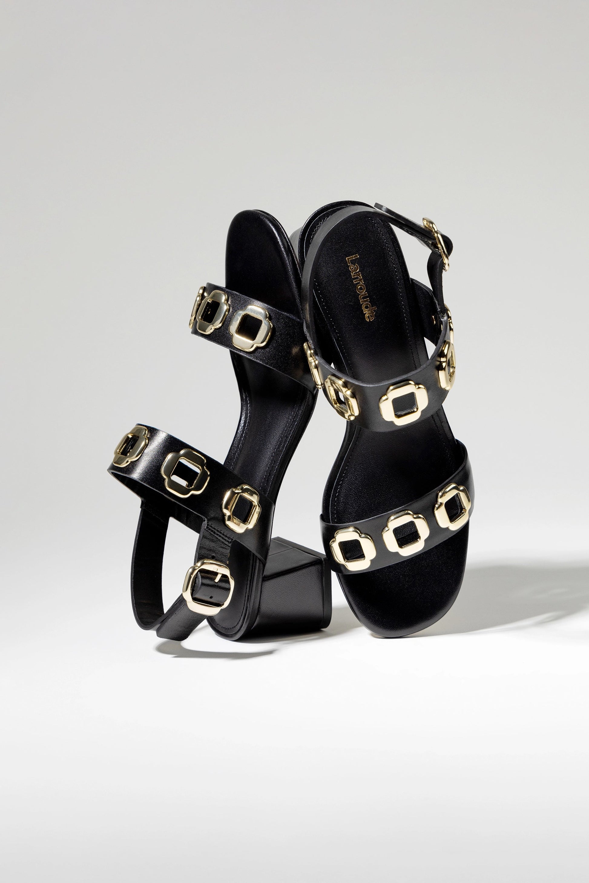 Milan Sandal In Black Leather - Larroude