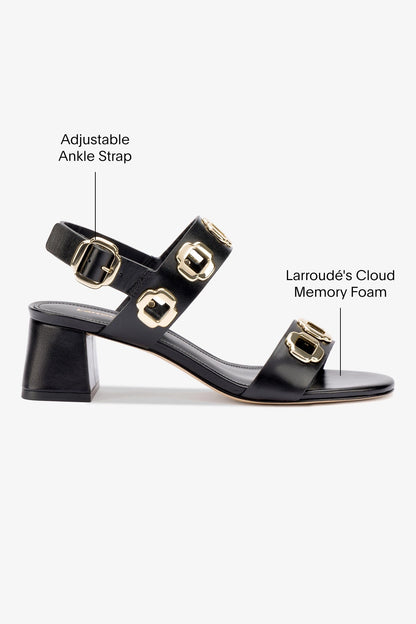 Milan Sandal In Black Leather - Larroude