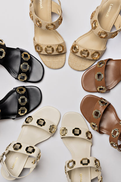 Milan Sandal In Black Leather - Larroude