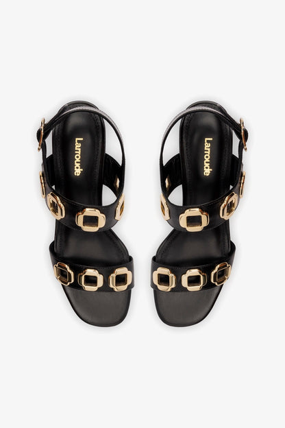 Milan Sandal In Black Leather - Larroude
