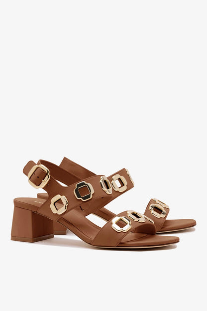 Milan Sandal In Caramel Leather - Larroude