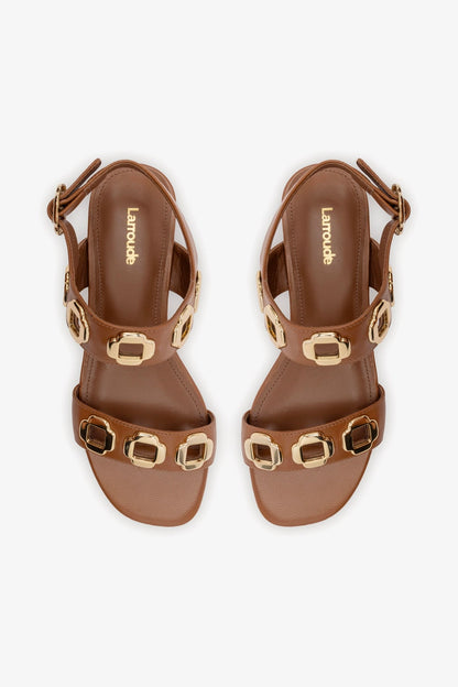 Milan Sandal In Caramel Leather - Larroude
