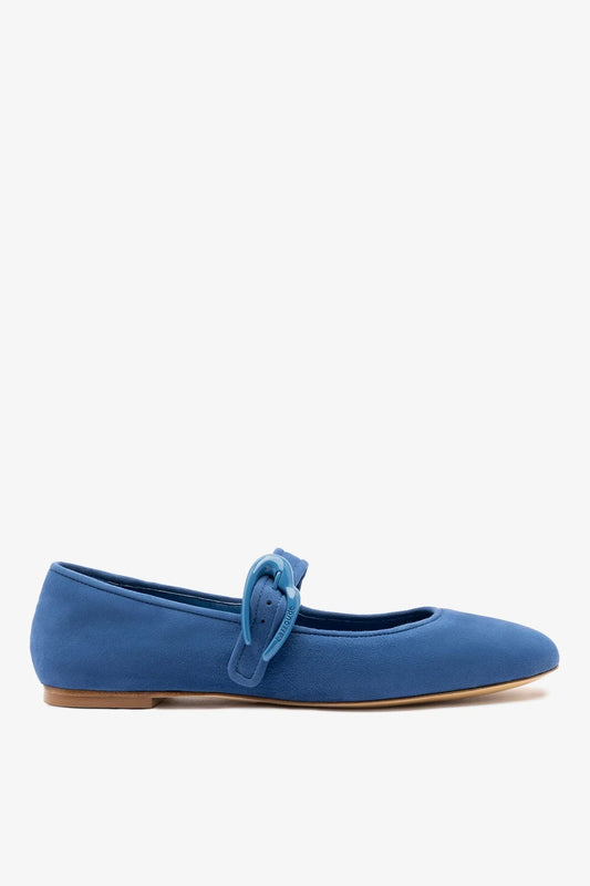 Verona Ballet Flat Blue Suede - Larroude