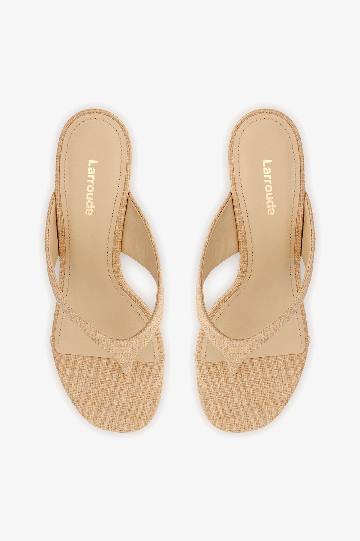 Gaia Low Wedge In Beige Raffia - Larroude