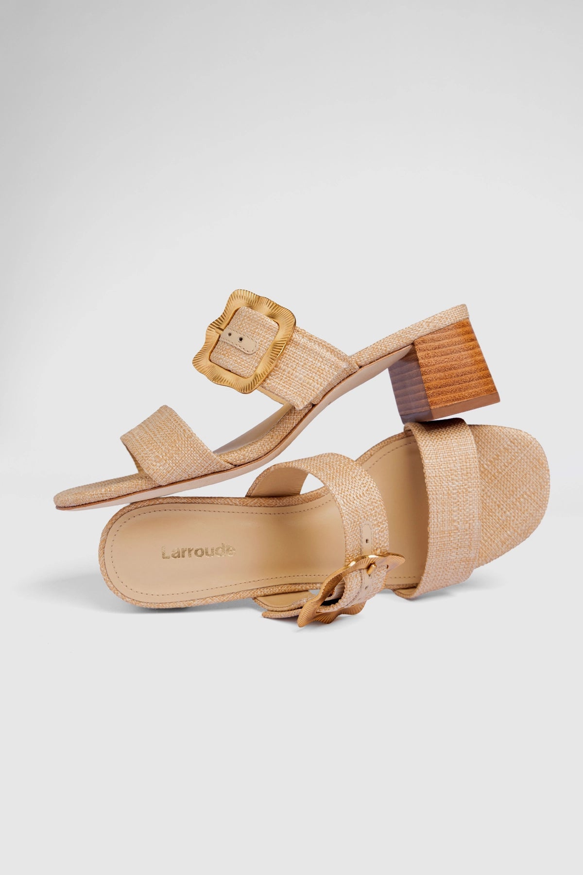 Maria Sandal Beige Raffia - Larroude