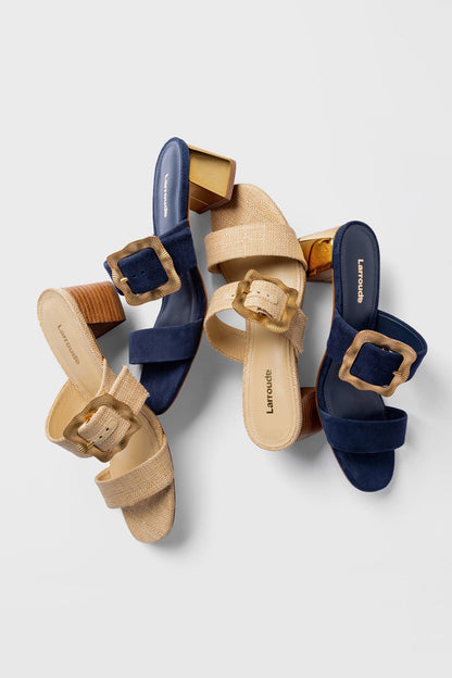 Maria Sandal Beige Raffia - Larroude