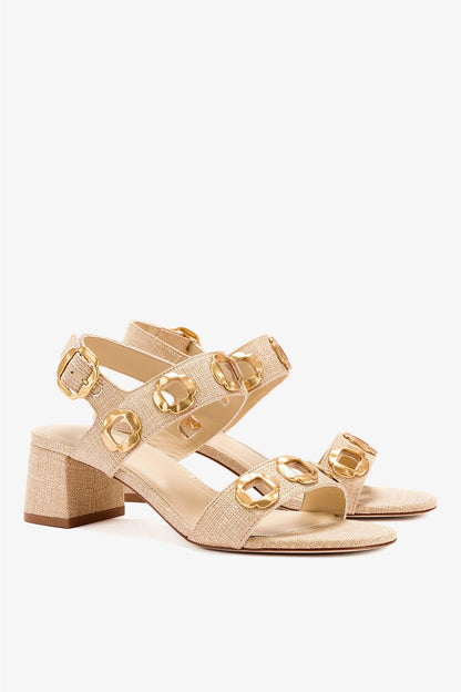 Milan Sandal In Beige Raffia - Larroude