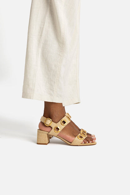 Milan Sandal In Beige Raffia - Larroude