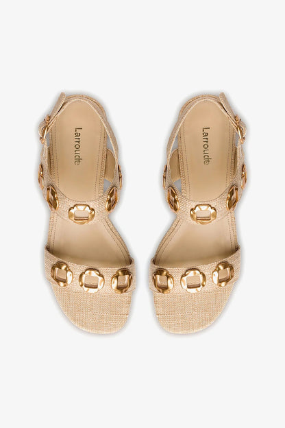 Milan Sandal In Beige Raffia - Larroude