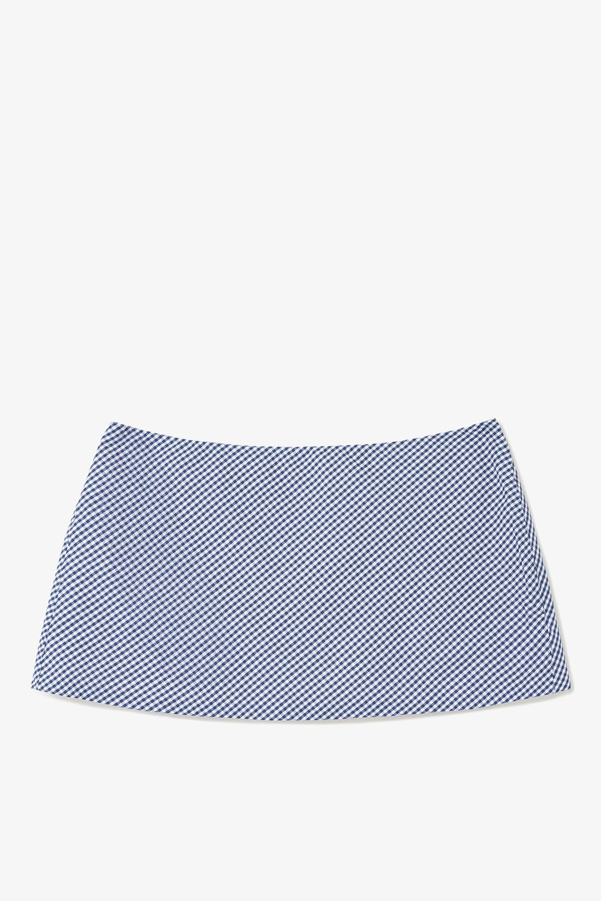 Ava Mini Skirt Navy Gingham Cotton - Larroude