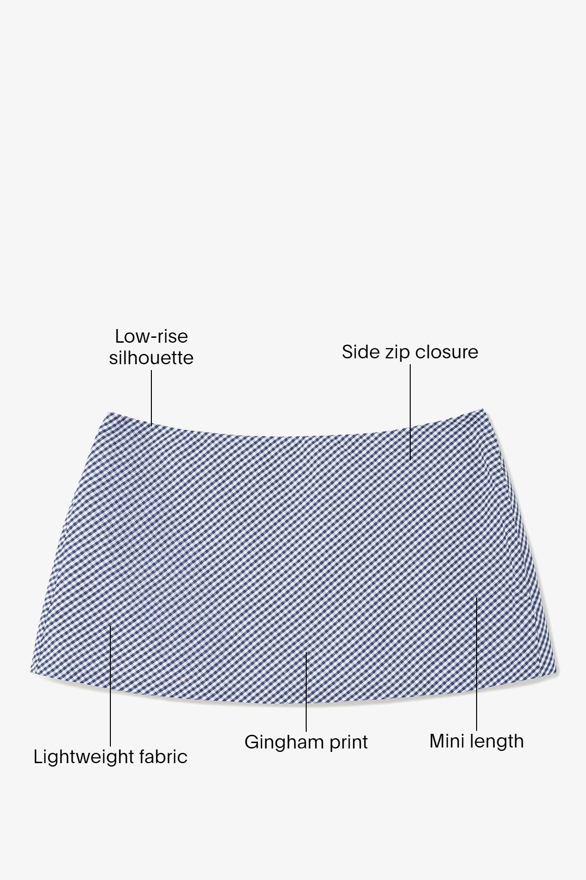 Ava Mini Skirt Navy Gingham Cotton - Larroude