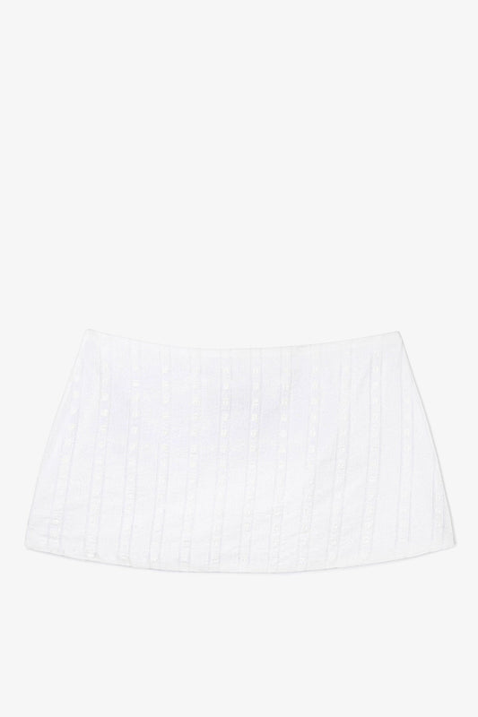 Ava Mini Skirt Striped White Cotton - Larroude