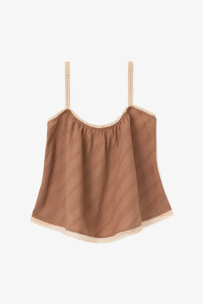 The Perfect Tank Top Mocha Striped Cotton - Larroude