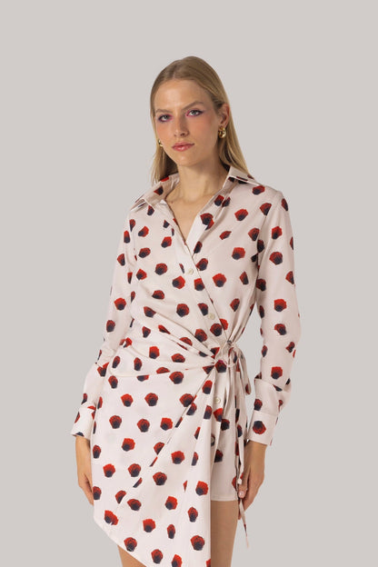 Sashi Wrap Dress White Floral Cotton - Larroude