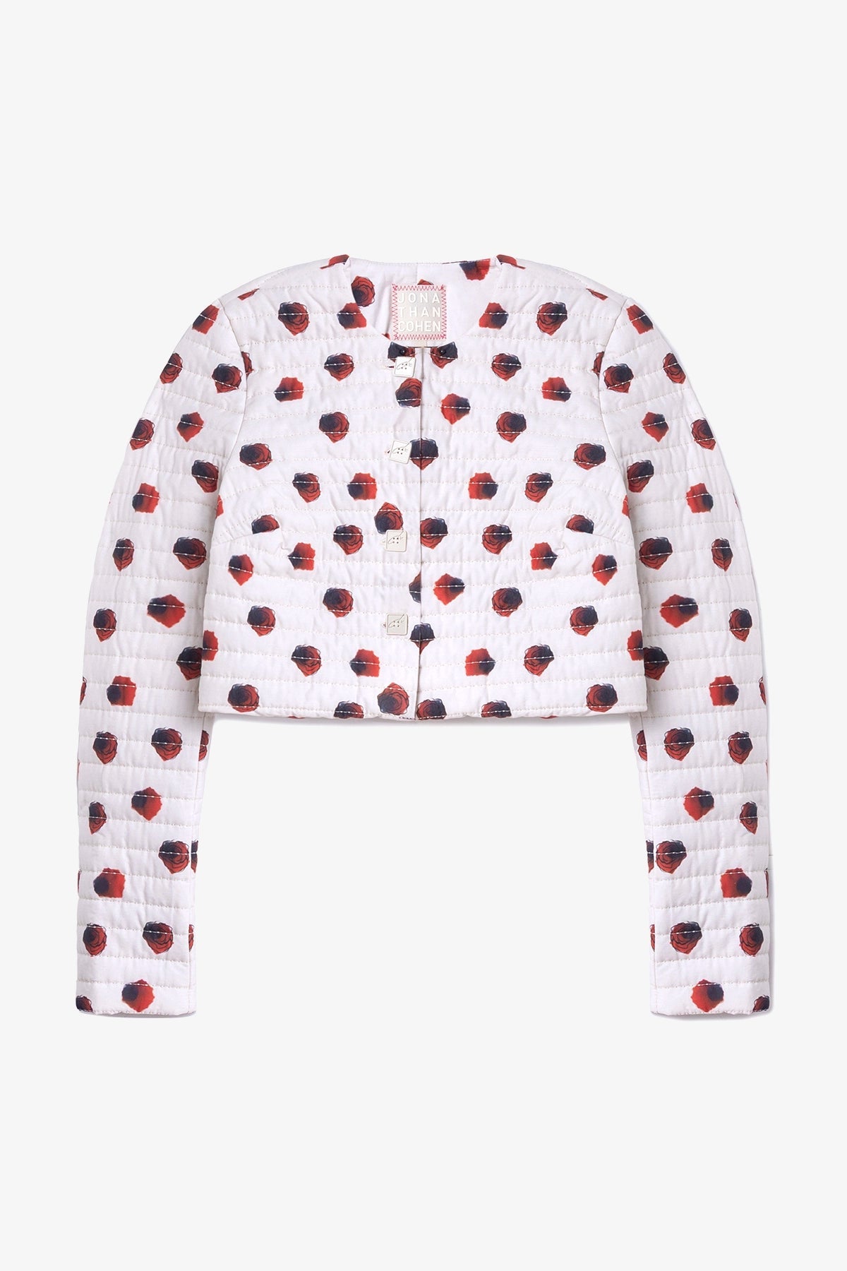 Gloria Cropped Jacket White Floral Cotton - Larroude