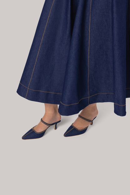 Sophia Dress Blue Denim - Larroude