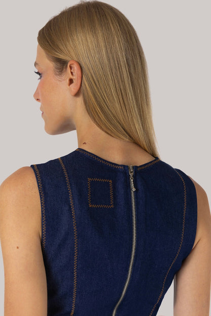 Sarah Dress Blue Denim - Larroude