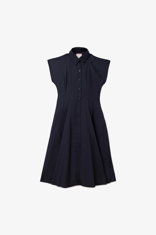 Jessica Buttondown Dress Black Percale - Larroude