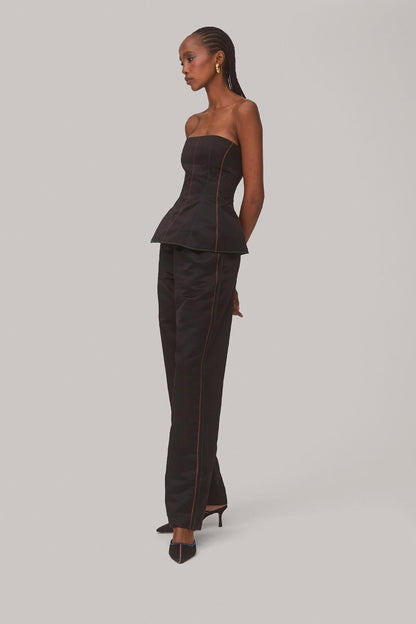 Claire Bustier Top In Black Satin - Larroude