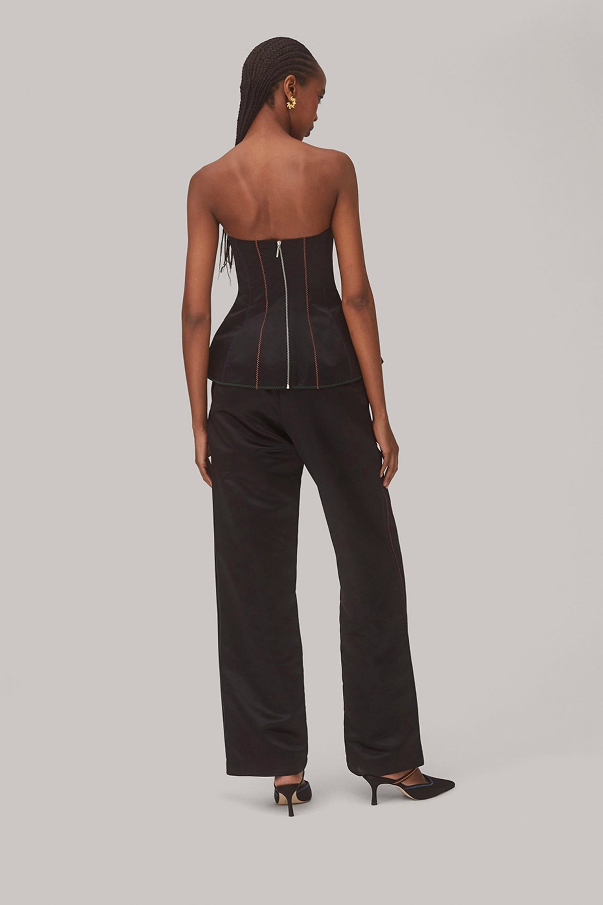 Claire Bustier Top In Black Satin - Larroude