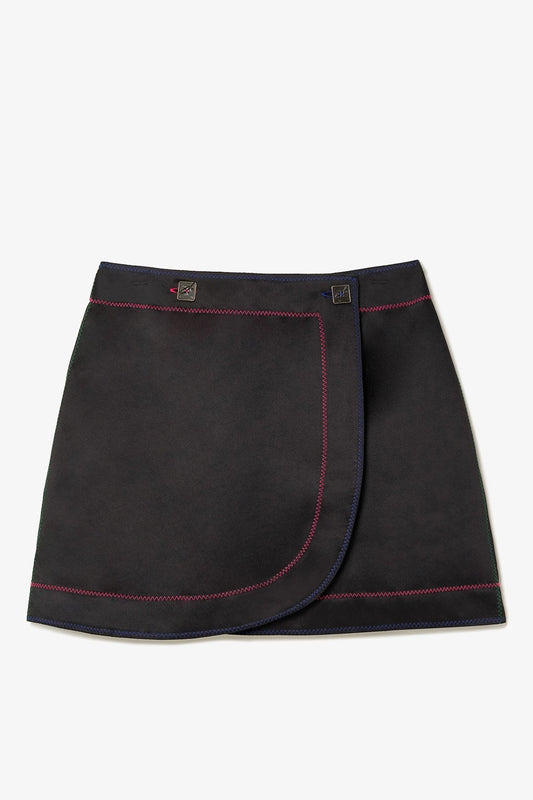 Marina Mini Skirt In Black Satin - Larroude