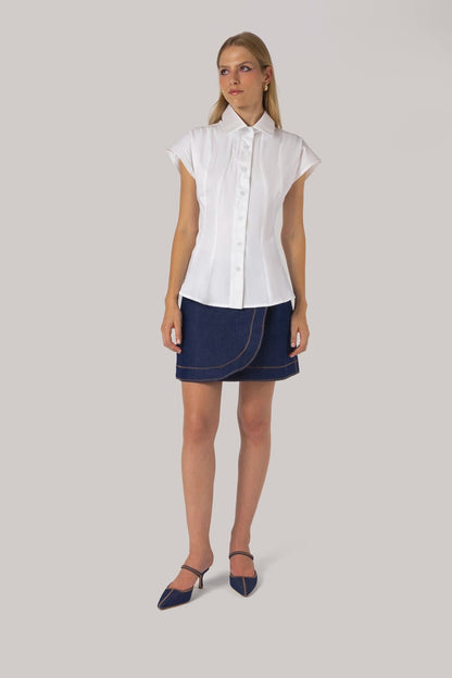 Jules Shirt White Percale - Larroude