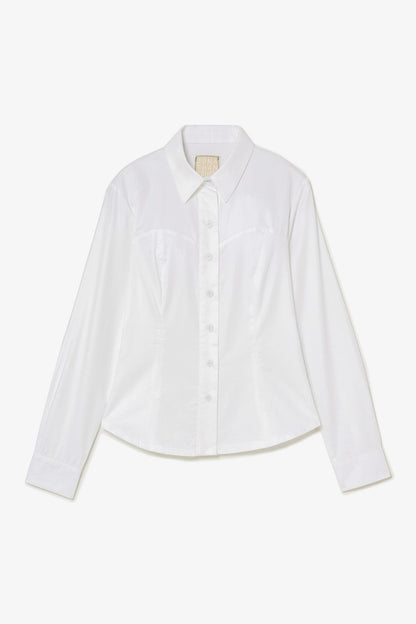 Eva Bustier Top In White Percale - Larroude