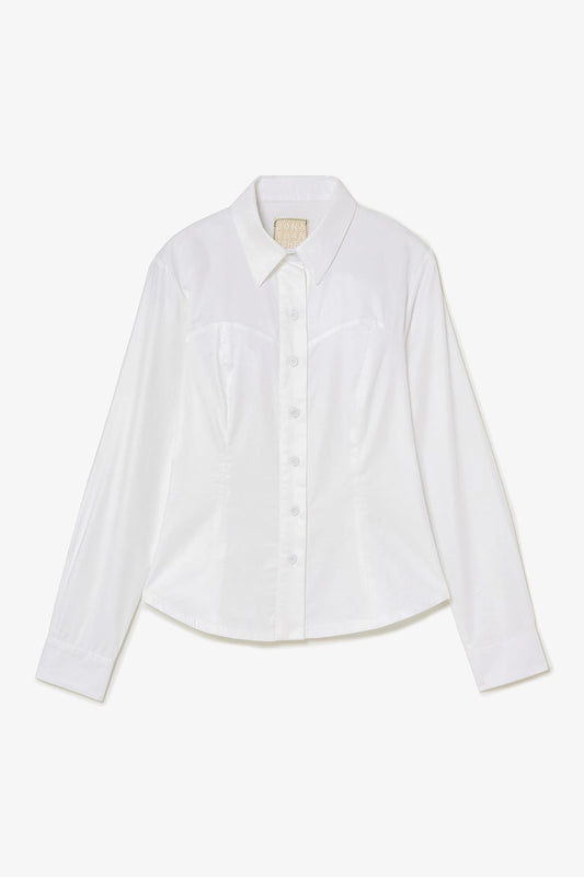 Eva Bustier Top In White Percale - Larroude