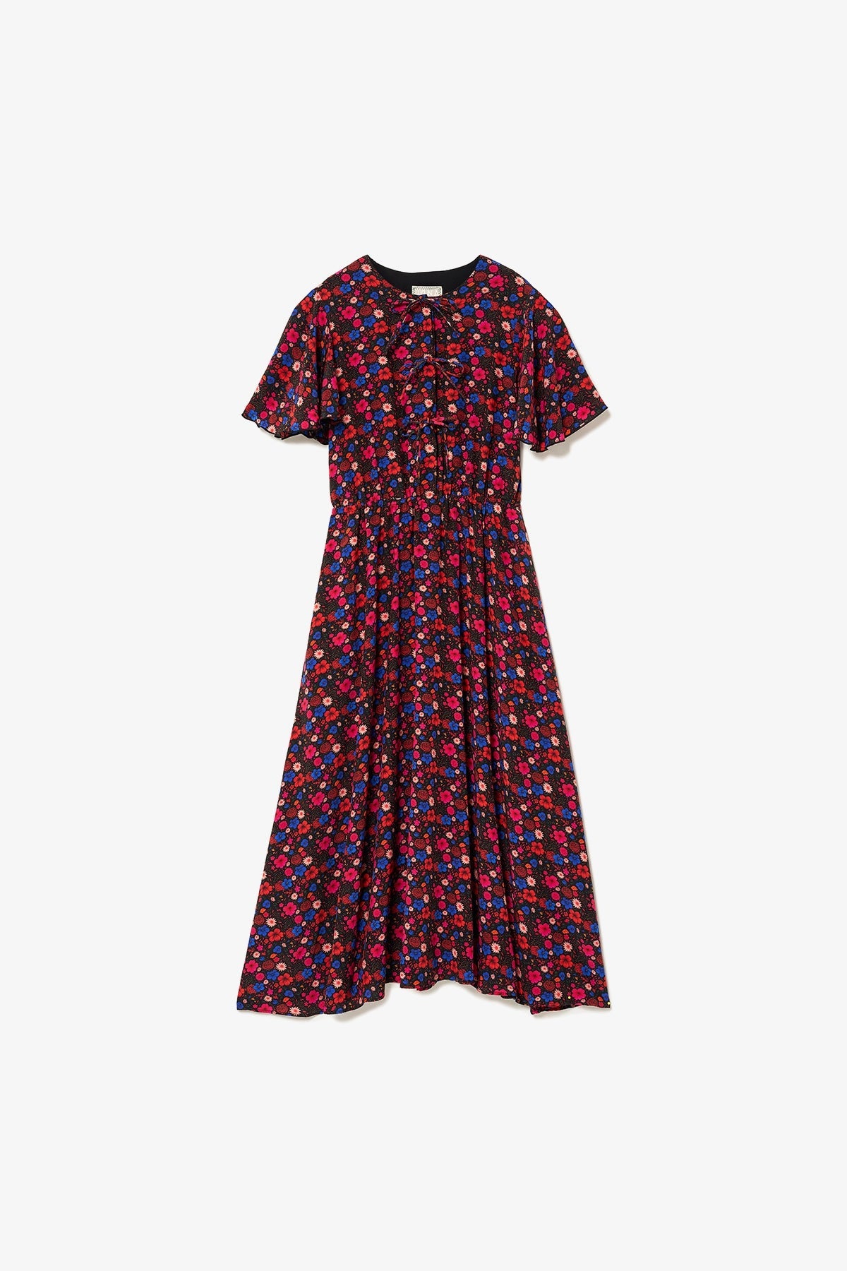 Nicole Dress In Black Floral Silk - Larroude