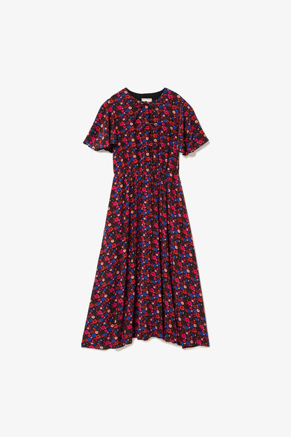 Nicole Dress In Black Floral Silk - Larroude