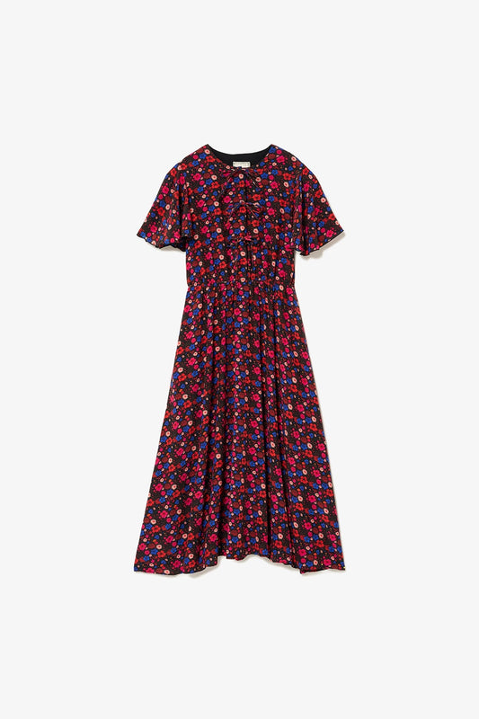 Nicole Dress In Black Floral Silk - Larroude