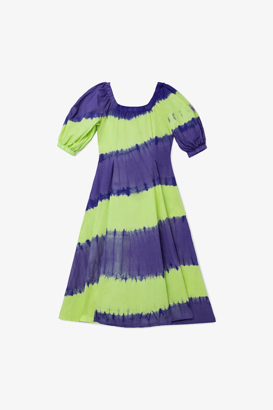 Marissa Dress Purple and Green Tie Dye Cotton - Larroude