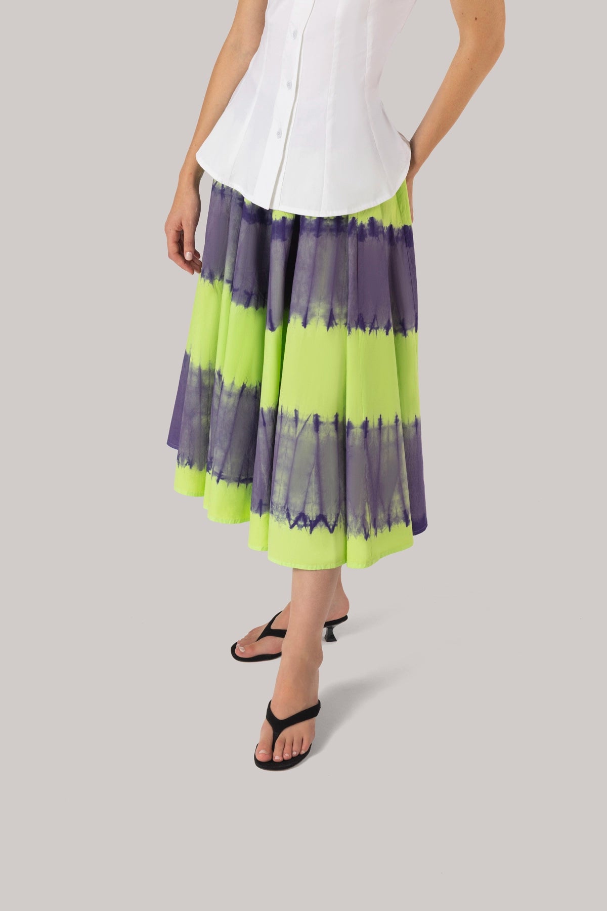 Sharon Skirt Purple and Green Tie Dye Cotton - Larroude
