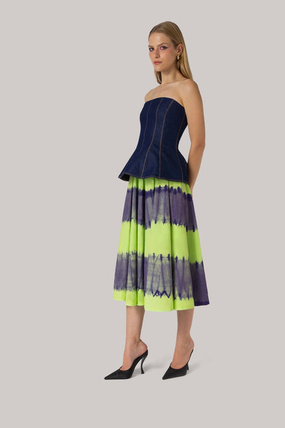 Sharon Skirt Purple and Green Tie Dye Cotton - Larroude