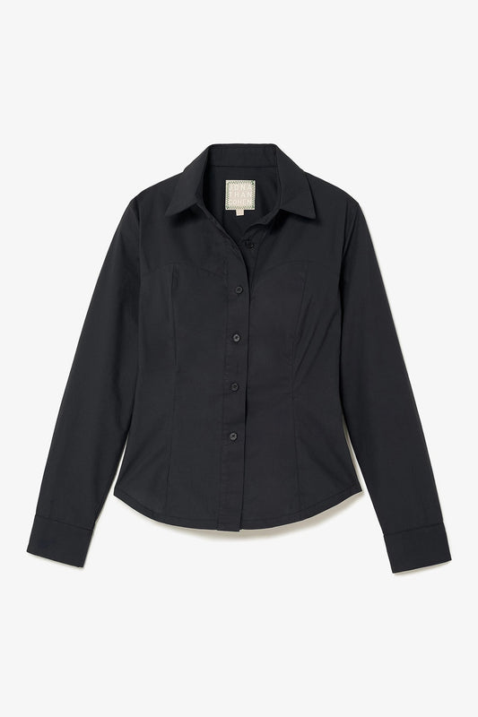 Eva Bustier Top In Black Percale - Larroude