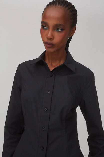 Eva Bustier Top In Black Percale - Larroude