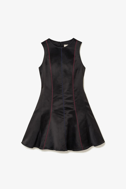 Sarah Dress In Black Satin - Larroude