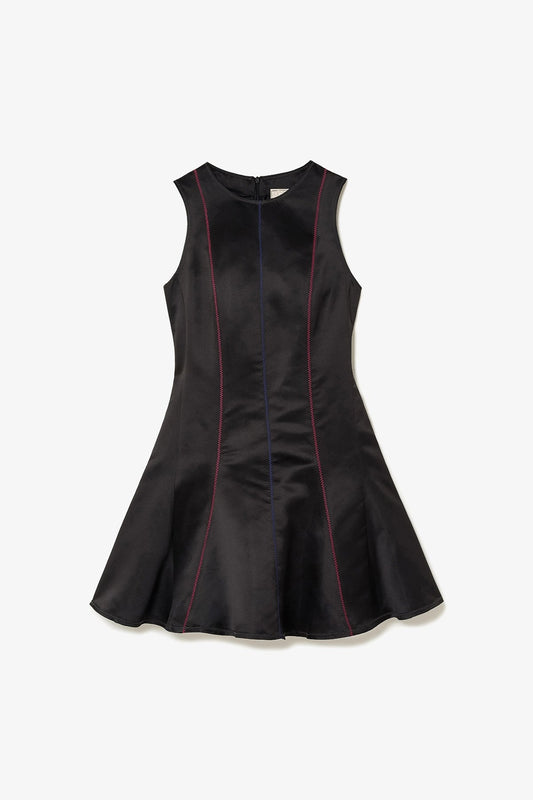 Sarah Dress In Black Satin - Larroude