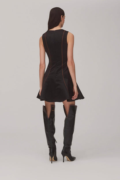 Sarah Dress In Black Satin - Larroude