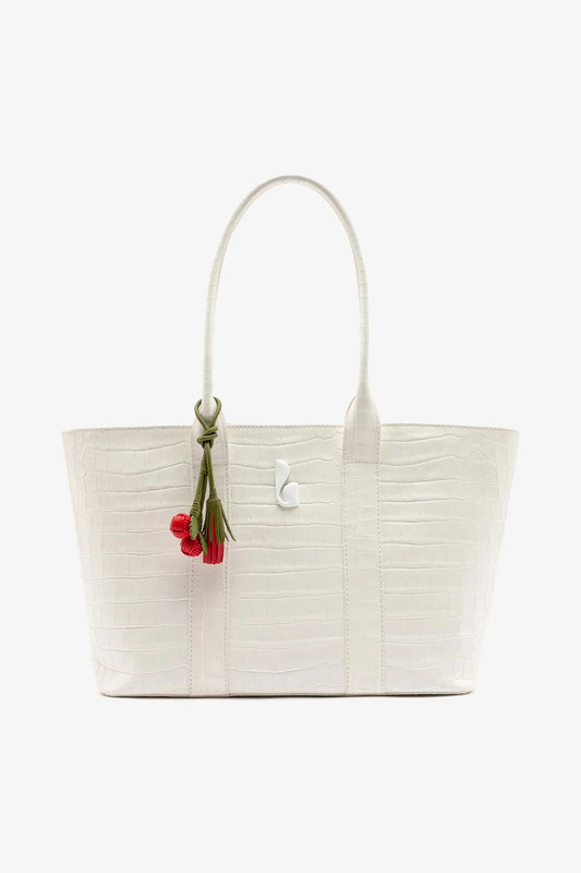 City Tote Bag White Croco Leather - Larroude
