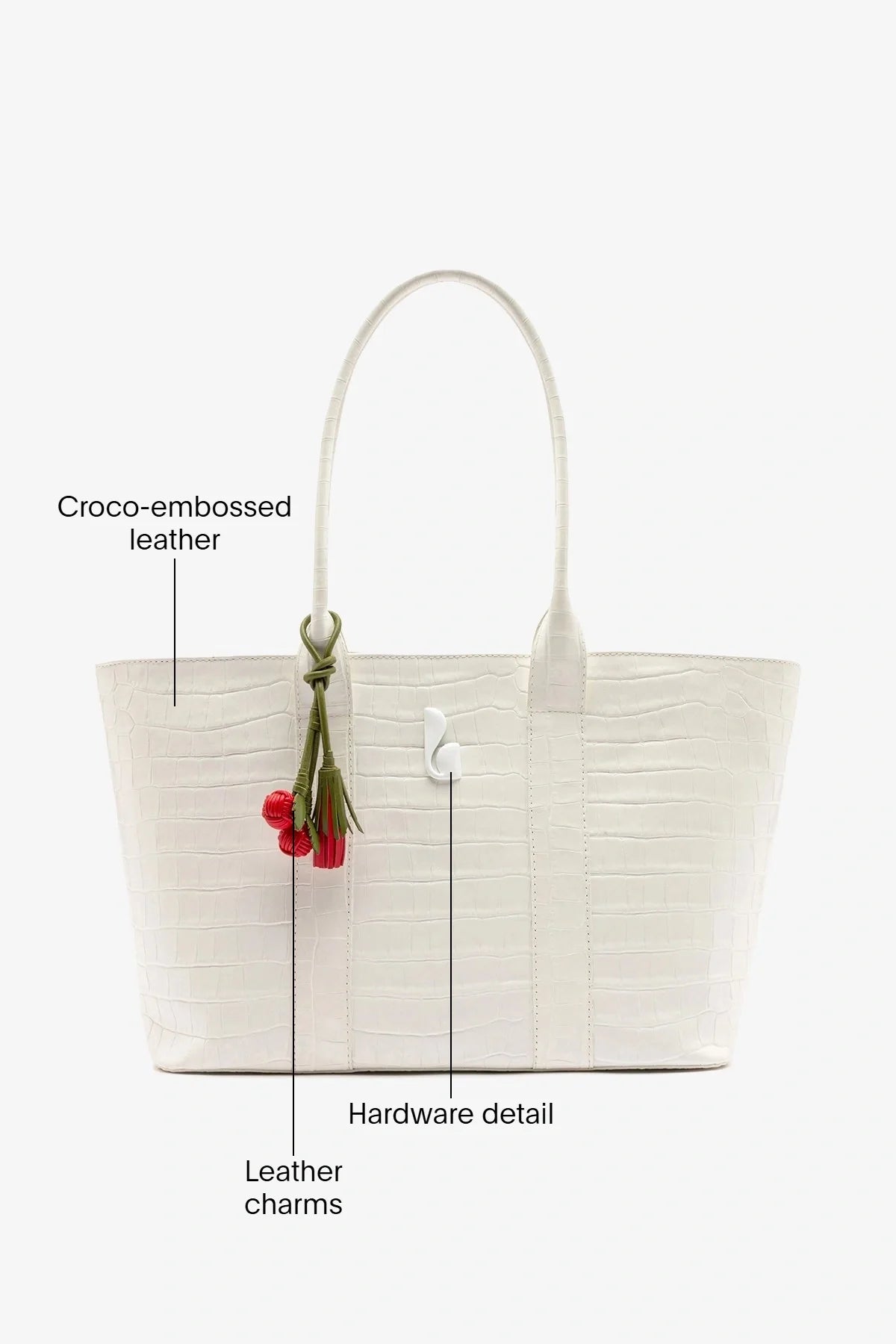 City Tote Bag White Croco Leather - Larroude