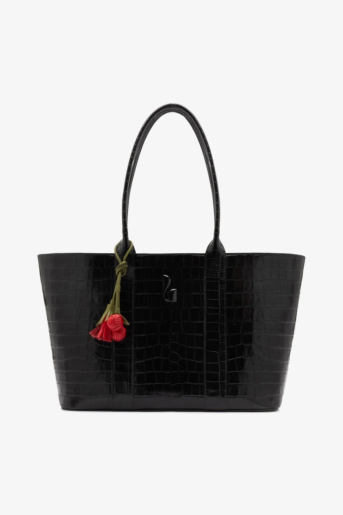 City Tote Bag Black Croco Leather - Larroude