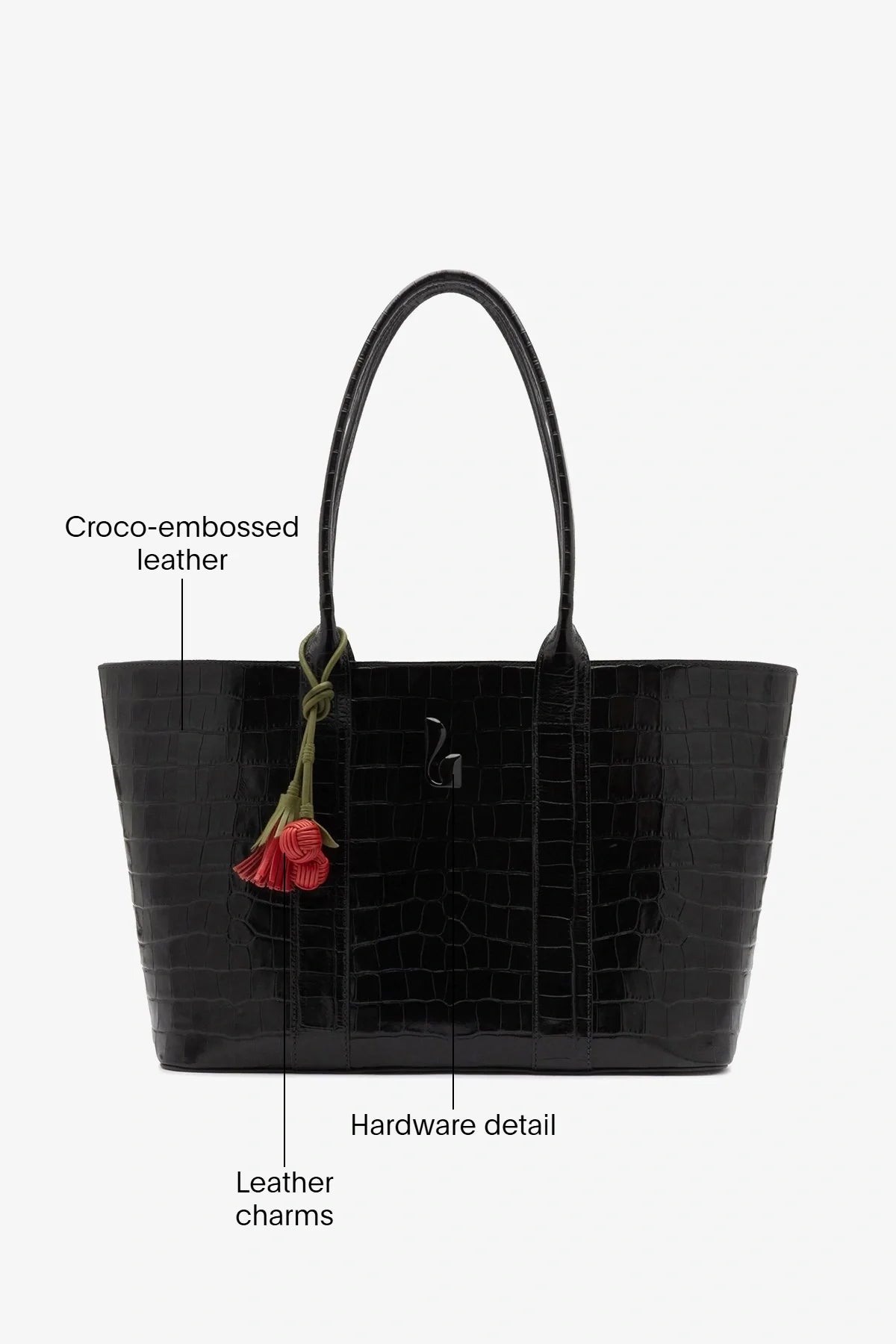 City Tote Bag Black Croco Leather - Larroude