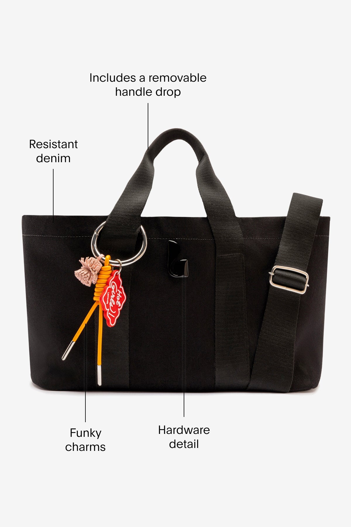Americana Tote Bag In Black Denim - Larroude