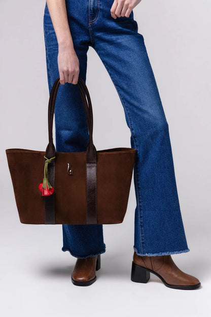 City Tote Bag Brown Suede - Larroude